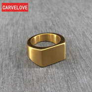 CARVELOVEins北歐簡(jiǎn)約主義男女幾何復古純色正方形情侶款對戒指潮配飾指環(huán) 金色 男碼9號(指圍6.2cm)