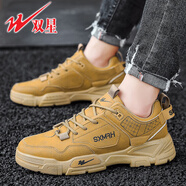 雙星男鞋2025秋季新款戶(hù)外運動(dòng)休閑鞋加絨保暖跑步防滑黑色工裝鞋 黃色 40