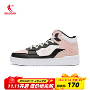 喬丹（QIAODAN）中國喬丹板鞋女2025秋季新款皮革輕便休閑鞋高幫運動(dòng)鞋GM32230506 黑色/橡皮粉 35