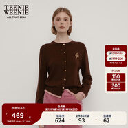 Teenie Weenie小熊秋季綿羊毛軟糯毛針織開衫簡約通勤毛衣外套女裝 棕色 XL (175)