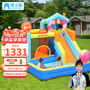 博士豚 充氣城堡室外大型戶外兒童玩具跳床滑梯攀巖家用小型游樂場 72010-小商店城堡( 雙氣墊款 )