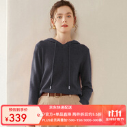 帕什 連帽款羊絨衫女秋冬新款35%山羊絨19色簡約百搭純色針織衫SH-312 碳灰色 S
