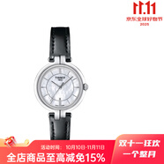 天梭（TISSOT）瑞士弗拉明戈手表女士貝母盤(pán)防水女表石英鋼帶腕表T094 貝母盤(pán)黑色皮帶 T094.210.16.111