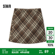 森馬（Semir）半身裙女格紋A字裙復(fù)古文藝氣質(zhì)冬俏皮時(shí)尚短裙小個(gè)子學(xué)院風(fēng) 咖色調(diào)00455 M
