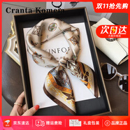CRANTA KOMEIA真絲絲巾女2025新款桑蠶絲綢方巾圍脖領(lǐng)巾媽媽生日禮物送女友老婆 淺卡其 高級(jí)感送女朋友愛(ài)人實(shí)用高檔