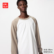 優(yōu)衣庫(kù)男裝女裝寬松插肩袖T恤/休閑長(zhǎng)袖上衣25秋冬新款484016 31 米色 XL /180/108B