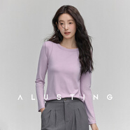 艾路絲婷2025年秋季新款正肩設計感小眾長(cháng)袖T恤女上衣時(shí)尚百搭BL0316 粉色 S