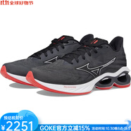 美津濃（MIZUNO）男鞋跑步鞋日常訓(xùn)練運動鞋Wave Creation 25 SSW夏季透氣健身緩震 Ebony/White黑紅色 39 碼/US7