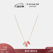 蔻馳（COACH）奧萊女士項(xiàng)鏈高級(jí)感時(shí)尚百搭飾品禮物 經(jīng)典標(biāo)志RONDELL項(xiàng)鏈 金色/紅色