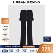 UR2025秋季新款女裝休閑假兩件裙褲喇叭牛仔長褲UYL850217 正黑 30