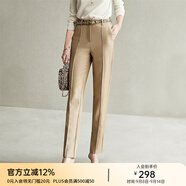 顏域女裝高腰寬松休閑長(zhǎng)褲女秋季2024新款復(fù)古顯瘦百搭小腳褲 杏色 L碼