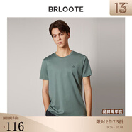 Brloote/巴魯特新疆長絨棉短袖T恤男圓領(lǐng)小白T夏季簡約百搭體恤衫上衣新品 軍綠 175/96A