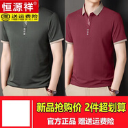 恒源祥夏季純棉短袖T恤男商務(wù)休閑翻領(lǐng)薄款寬松打底汗衫男裝上衣服體恤 綠色+棗紅【兩件裝】 M 【建議100-120斤】