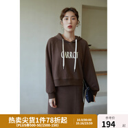 獨束大碼女裝抽繩連帽衛(wèi)衣套裝女秋冬新款胖mm百搭半身裙兩件套 咖色衛(wèi)衣 L