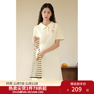 獨束大碼女裝學院風時尚減齡連衣裙微胖MM夏日休閑隨性顯瘦POLO裙 米杏色 M (尺碼：1)