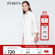 PORTS寶姿  新品商場(chǎng)同款毛呢大衣女優(yōu)雅喇叭袖翻領(lǐng)中長(cháng)大衣 白色 S (4)