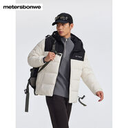 美特斯邦威（Meters Bonwe）美特斯邦威【晁然】連帽棉服情侶款24冬季新款休閑外套男ZZ 黑白色組連帽款 XS