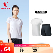 喬丹運動(dòng)套裝男女夏季透氣跑步籃球運動(dòng)服兩件套短袖t恤短褲 喬丹白/黑色 丨女款 S