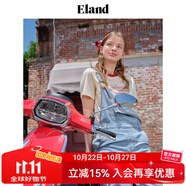 ELAND衣戀減齡感牛仔背帶褲女純棉學(xué)院風(fēng)復(fù)古直筒褲夏季新款 淺牛仔色(56)L/Indigo S
