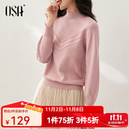 歐莎（OSA）紅色套頭毛衣2025年新款女秋冬寬松外穿半高領(lǐng)打底衫內(nèi)搭上衣 粉紫A S