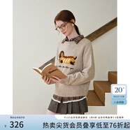 范思藍(lán)恩萌寵系列臘腸狗繡花毛針織衫秋冬韓版寬松套頭毛衣14395 燕麥色 L