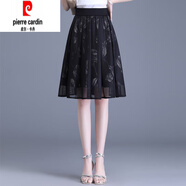 皮爾卡丹今年流行網(wǎng)紗印花a字半身裙女2025新款夏季休閑蓬蓬傘裙百褶短裙 黑色 28 二尺一(建議拍105-115斤)