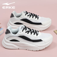 鴻星爾克女鞋運動(dòng)鞋夏季網(wǎng)面透氣女士輕便戶(hù)外百搭休閑減震耐磨女跑步鞋子 微晶白/正黑2048 37