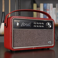 朗技 收音機古典音響一體木質(zhì)多功能音樂(lè )鬧鐘定時(shí)開(kāi)關(guān)藍牙音箱 紅色皮革_音樂(lè )鬧鐘收音機音箱 套餐二