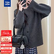 唐獅（TonLion）2025秋冬小刺繡圓領(lǐng)開衫女針織外套高級感時尚毛衣外套女