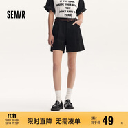 森馬（Semir）休閑褲女A字百搭基礎(chǔ)氣質(zhì)通勤夏季簡約腰帶寬松短褲101324125008