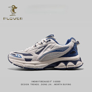 PLOVER男士韓版潮流運動(dòng)休閑鞋網(wǎng)面透氣復古百搭情侶慢跑鞋戶(hù)外跑鞋 灰藍 39