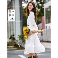 梵希蔓（vimly）Fanxi男士法國藍色長(cháng)袖連衣裙女士2025秋季新款高品質(zhì)遮蓋肌膚修 米白色 S (建議90-100斤)