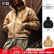 馬登工裝 美式復(fù)古連帽登山夾克重磅帆布阿美咔嘰J130短款外套男秋季 卡其色 XL