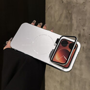 貝洛米 金屬鏡頭支架適用小米17promax手機殼xiaomi17pro磁吸磨砂電鍍全包防摔網(wǎng)紅新款高級感保護套外殼 銀色磁吸磨砂鏡頭支架殼 小米17ProMax