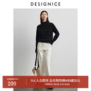 迪賽尼斯（DESIGNICE）冬季新款半高領(lǐng)全羊毛長(cháng)袖打底衫通勤毛針織衫女 黑色 M