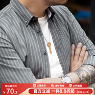 馬登工裝美式復(fù)古磨毛豎條紋襯衫男翻領(lǐng)休閑長袖襯衣修身薄款上衣外套 錫灰色 XL