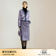 顏域氣質(zhì)PU皮裙半身裙女2025新款冬季簡(jiǎn)約復(fù)古通勤一步裙包臀裙子 紫色 S/36