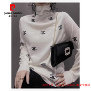 皮爾卡丹（pierre cardin）品牌高檔輕奢韓國(guó)2025秋冬高領(lǐng)大碼女裝長(zhǎng)袖堆堆領(lǐng)羊絨衫針織打底 品牌高端新品-奶白色 S