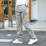 JEEP SPIRIT吉普工裝褲男秋季休閑褲子男士新復古回潮直筒褲 淺灰 2XL