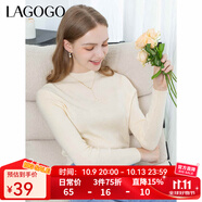 LAGOGO多巴胺多色修身軟糯針織衫女拉谷谷2024冬新款半高領(lǐng)打底衫 米色(T2) M 160/38