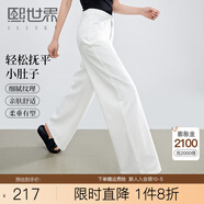 熙世界sllsky白色闊腿牛仔褲夏季薄款2025新款高腰100%純棉直筒休閑褲 椰子白 30