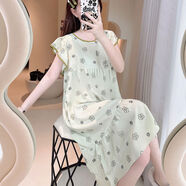 睡裙女夏季坎肩碎花可愛連衣裙家居服睡衣多色可選 8501-綠色花朵朵 均碼