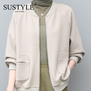 SUSTYLE奢侈高端品牌女裝高檔拉鏈衛(wèi)衣女春秋季新款休閑運動中年媽媽外套 杏色 L 115-130斤
