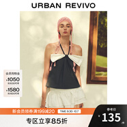 UR2025夏季新款女裝氣質(zhì)蝴蝶結(jié)掛脖系帶打攬吊帶衫UWG250185 深灰花灰 XS