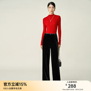 顏域（YANYEE）顏域黑色鉆石絨寬松闊腿褲女士2025新款冬裝復古通勤直筒絲絨褲子 黑色 L/40