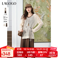 LAGOGO波禧風(fēng)氣質(zhì)連衣裙兩件套女拉谷谷2025年秋季新款優(yōu)雅連身裙 深咖啡 S