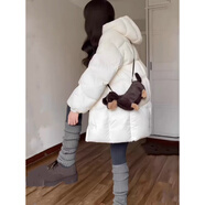 鹿王戀雪云朵泡芙羽絨棉服女冬季2025年新款中長(cháng)款小個(gè)子加厚保暖棉襖外套 米白色  XL 140-160斤