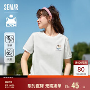 森馬羅小黑短袖T恤女印花俏皮上衣夏卡通圓領(lǐng)套頭衫109324100002