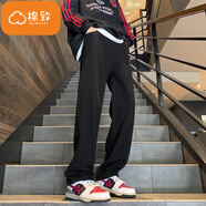 棉致美式加絨加厚牛仔褲男秋季新款高街煙灰色休閑闊腿褲直筒休閑褲子 K228黑色【常規高品質(zhì)26】 3XL 150-165斤