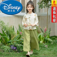 迪士尼（Disney）25新款夏季新款洋氣漢服兒童中國風(fēng)上衣裙褲夏裝薄女童新中式套裝 柿柿如意套裝 上衣+褲子 140 建議身高130-140